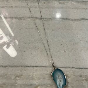 Gorgeous Larimar Druzy Slice Pendant Necklace